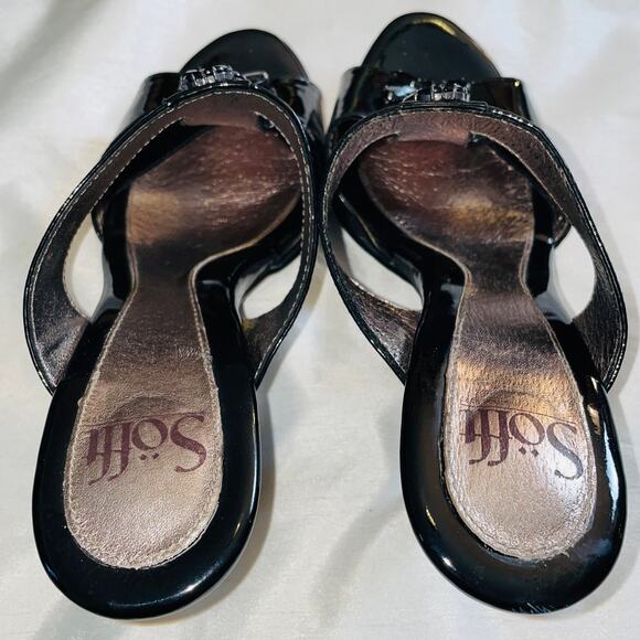 Sofft Patent Leather Heels w/ Jeweled Accents - Women's Size 7 1/2 M - Open Toe - Picture 8 of 11